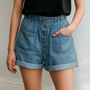Vintage-Inspired High Waist Denim Shorts Retro Baggy Coastal Cowgirl